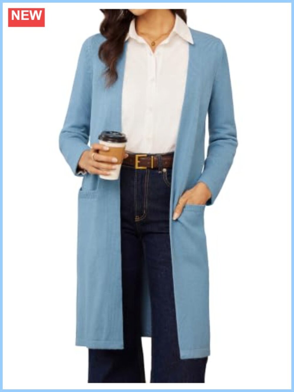 Women's Long Knit Duster Cardigan Open Front with Pockets Casual Fall Coat